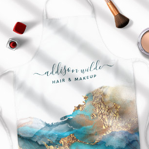 Blaue und goldene moderne Kunst Flüssige Wasserfar Schürze