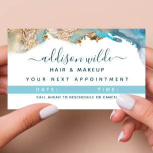 Blaue und goldene moderne Kunst Flüssige Wasserfar Terminkarte