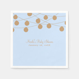 Blaue und goldene moderne Lichterkette Baby Shower Serviette