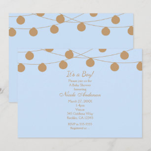 Blaue und goldene moderne Lichterkette Einladung z