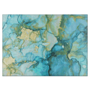 Blaue und goldene Murmel Schneidebrett