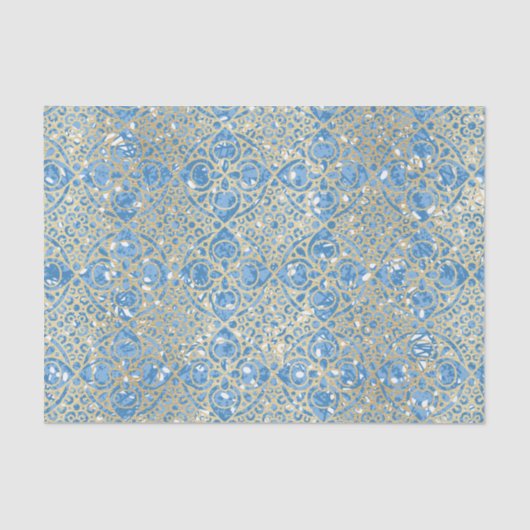 Blaue und goldene Muster Seidenpapier (Vorderseite)