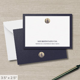 Blaue und goldene Navy-Logo Mitteilungskarte