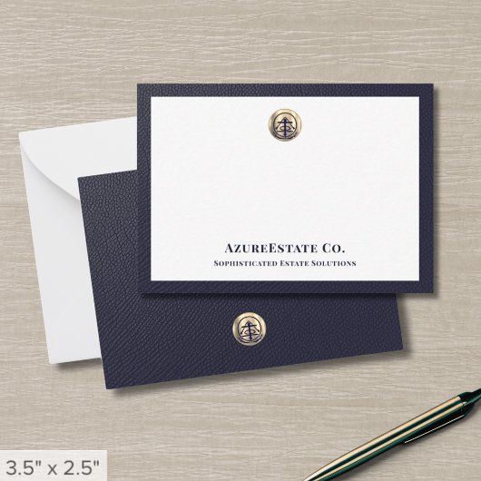 Blaue und goldene Navy-Logo Mitteilungskarte