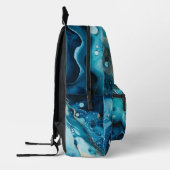 Blaue und goldene Ozeanwellen Bedruckter Rucksack (Links)