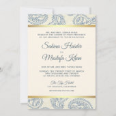 Blaue und goldene Paisley Islamische Hochzeit Einladung (Rückseite)