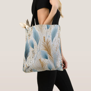 Blaue und goldene Pampas Tasche