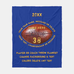 Blaue und goldene Personalisierte Fußballschuhe Fleecedecke