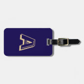 Blaue und goldene personalisierte Monogramm Gepäckanhänger (Vorderseite horizontal)