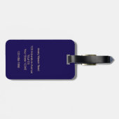 Blaue und goldene personalisierte Monogramm Gepäckanhänger (Rückseite horizontal)