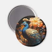 Blaue und goldene Pfauenakademie Magnet (Vorderseite/Rückseite)