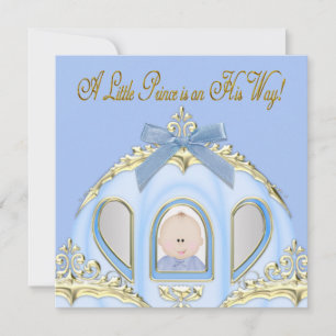 Blaue und goldene Prinz Baby Shower Einladung