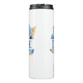 blaue und goldene Rose Thermosbecher (Rückseite)