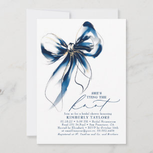 Blaue und goldene Schleife Elegante wunderliche Br Einladung