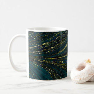 Blaue und goldene Spiralen Abstrakter Luxus Modern Kaffeetasse
