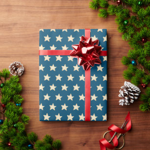 Blaue und goldene Sterne Weihnachtspapier Geschenkpapier