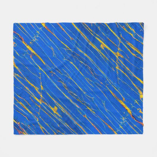 Blaue und goldene Streifen Fleecedecke (Vorderseite (Horizontal))
