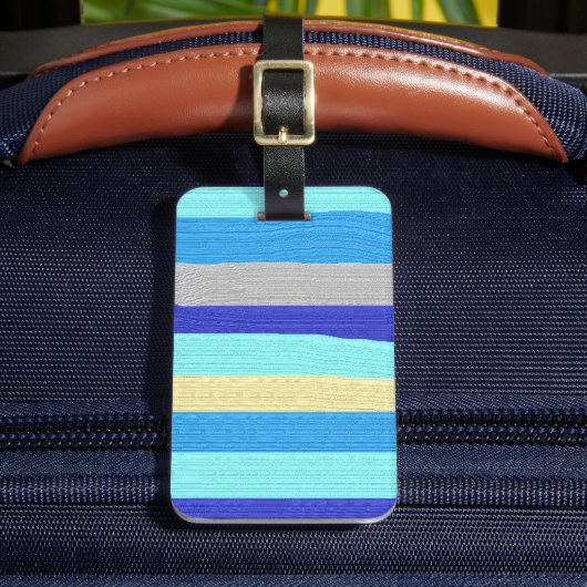 Blaue und goldene Streifen Gepäckanhänger (Vorderseite Insitu 2)