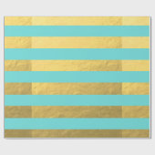Blaue und goldene Streifen Geschenkpapier (Flach)