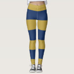Blaue und goldene Streifen Leggings<br><div class="desc">dicke,  blaue und goldfarbene Streifen.</div>