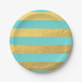 Blaue und goldene Streifen Pappteller (Vorderseite)