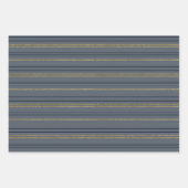 Blaue und goldene Streifen und -platten Geschenkpapier Set (Vorderseite 3)