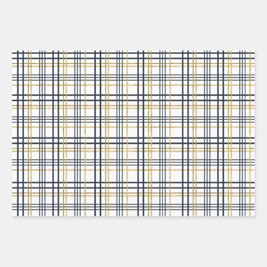 Blaue und goldene Streifen und -platten Geschenkpapier Set (Vorderseite 2)