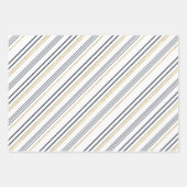 Blaue und goldene Streifen und -platten Geschenkpapier Set (Vorderseite)