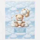 Blaue und goldene Teddydecke zum Geburtstag eines Fleecedecke (Vorderseite)