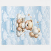 Blaue und goldene Teddydecke zum Geburtstag eines Fleecedecke (Vorderseite (Horizontal))