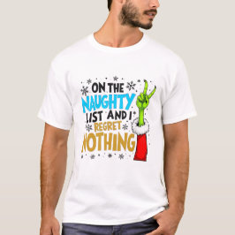 Blaue und goldene unartige Liste Weihnachtskreatur T-Shirt