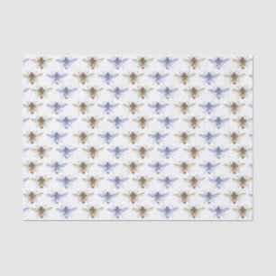 Blaue und goldene Vintage Honeybee Muster Apiary Seidenpapier