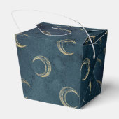 Blaue und goldene Vintage Mondmuster Geschenkschachtel (Rückseite)