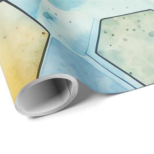 Blaue und goldene Wabenrüben Geschenkpapier (Rolleneckpunkt)