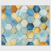 Blaue und goldene Wabenrüben Geschenkpapier (Flach)