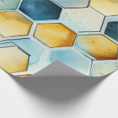 Blaue und goldene Wabenrüben Geschenkpapier (Ecke)