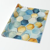 Blaue und goldene Wabenrüben Geschenkpapier (Ungerollt)