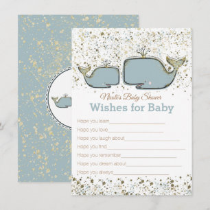 Blaue und goldene Wale Wünsche für Baby Shower Spi Einladung