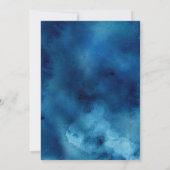 Blaue und goldene Wasserfarbe Save the Date Einlad Einladung (Rückseite)