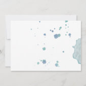 Blaue und goldene Wasserfarben Save the Date (Rückseite)