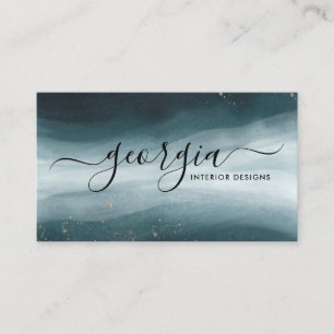 Blaue und goldene Wasserfarbenwelle   Unverkennbar Visitenkarte