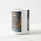 Blaue und goldene Weihnachtsbäume in der nächtlich Kaffeetasse (Mittel)