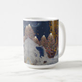 Blaue und goldene Weihnachtsbäume in der nächtlich Kaffeetasse (VorderseiteRechts)