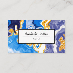 Blaue und goldene Wirbel abstrakte Fluid Art   Visitenkarte