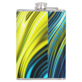 Blaue und goldfarbene Abstrakte Seide- und Satin-R Flachmann (Rückseite)