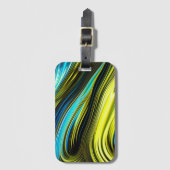 Blaue und goldfarbene Abstrakte Seide- und Satin-R Gepäckanhänger (Vorderseite Vertikal)