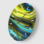 Blaue und goldfarbene Abstrakte Seide- und Satin-R Große Wanduhr (Winkel)