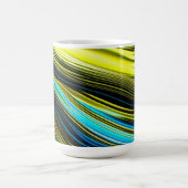 Blaue und goldfarbene Abstrakte Seide- und Satin-R Kaffeetasse (Mittel)