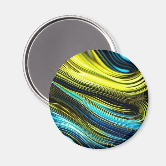 Blaue und goldfarbene Abstrakte Seide- und Satin-R Magnet (Vorderseite/Rückseite)