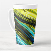 Blaue und goldfarbene Abstrakte Seide- und Satin-R Milchtasse (Linke Ecke)